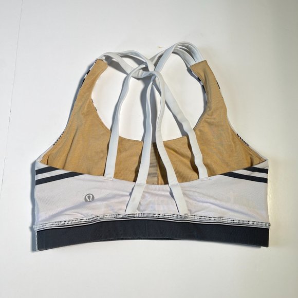 Lululemon Energy Sports Bra Low Impact White & Grey Stripes - Picture 3 of 8